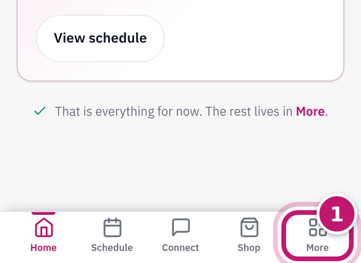 The bottom bar with More circled 1